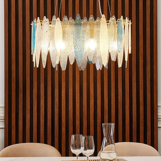 Luxe Chandelier Pendant Lamp Multicolor Glass Shade