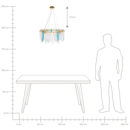 Luxe Chandelier Pendant Lamp Multicolor Glass Shade