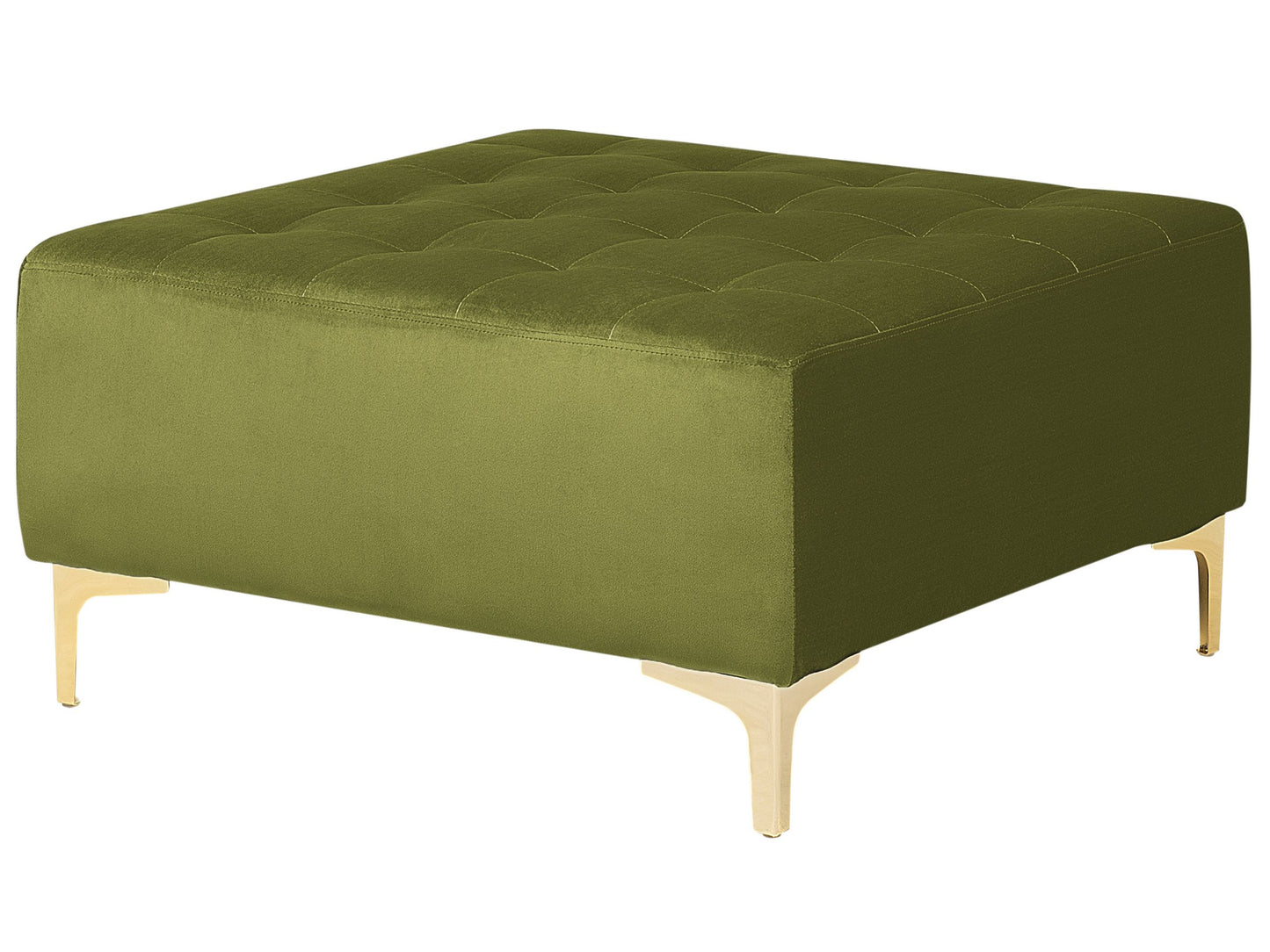 Green Tufted Ottoman Square With Gold Legs