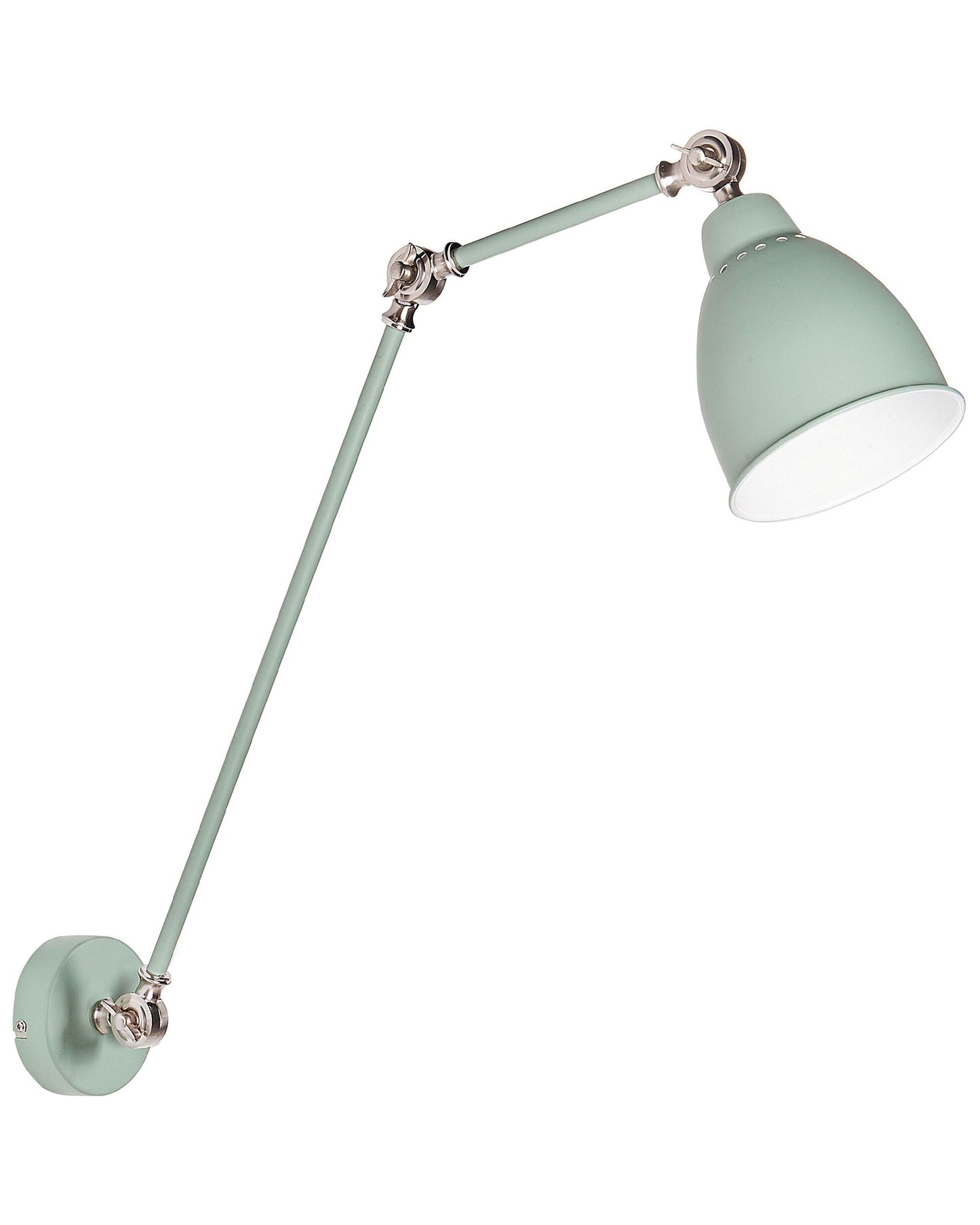 Wall Spot Lamp Light Green Metal 14cm Diameter Matte Finish Adjustable Swing Arm Reading Light Modern Design