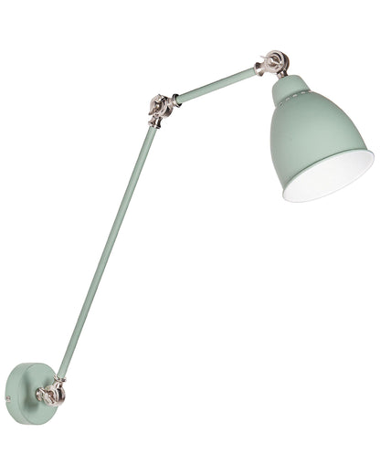 Wall Spot Lamp Light Green Metal 14cm Diameter Matte Finish Adjustable Swing Arm Reading Light Modern Design