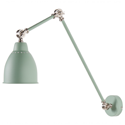 Wall Spot Lamp Light Green Metal 14cm Diameter Matte Finish Adjustable Swing Arm Reading Light Modern Design