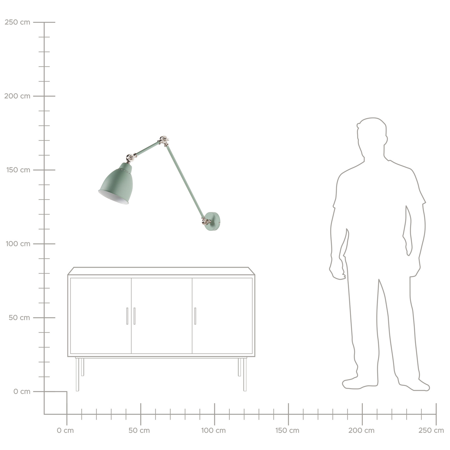 Wall Spot Lamp Light Green Metal 14cm Diameter Matte Finish Adjustable Swing Arm Reading Light Modern Design