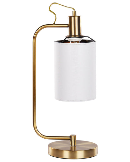Table Lamp White Linen Shade Brushed Copper Base 46cm