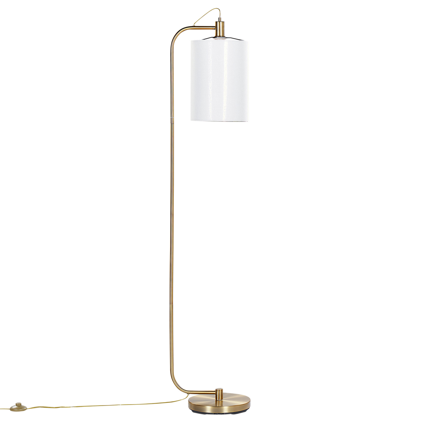 Floor Lamp Copper Base White Linen Shade 156cm