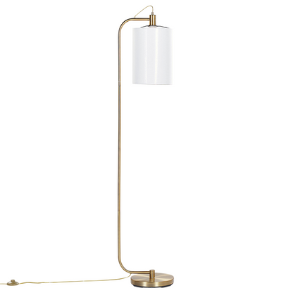 Floor Lamp Copper Base White Linen Shade 156cm