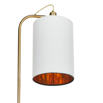 Floor Lamp Copper Base White Linen Shade 156cm