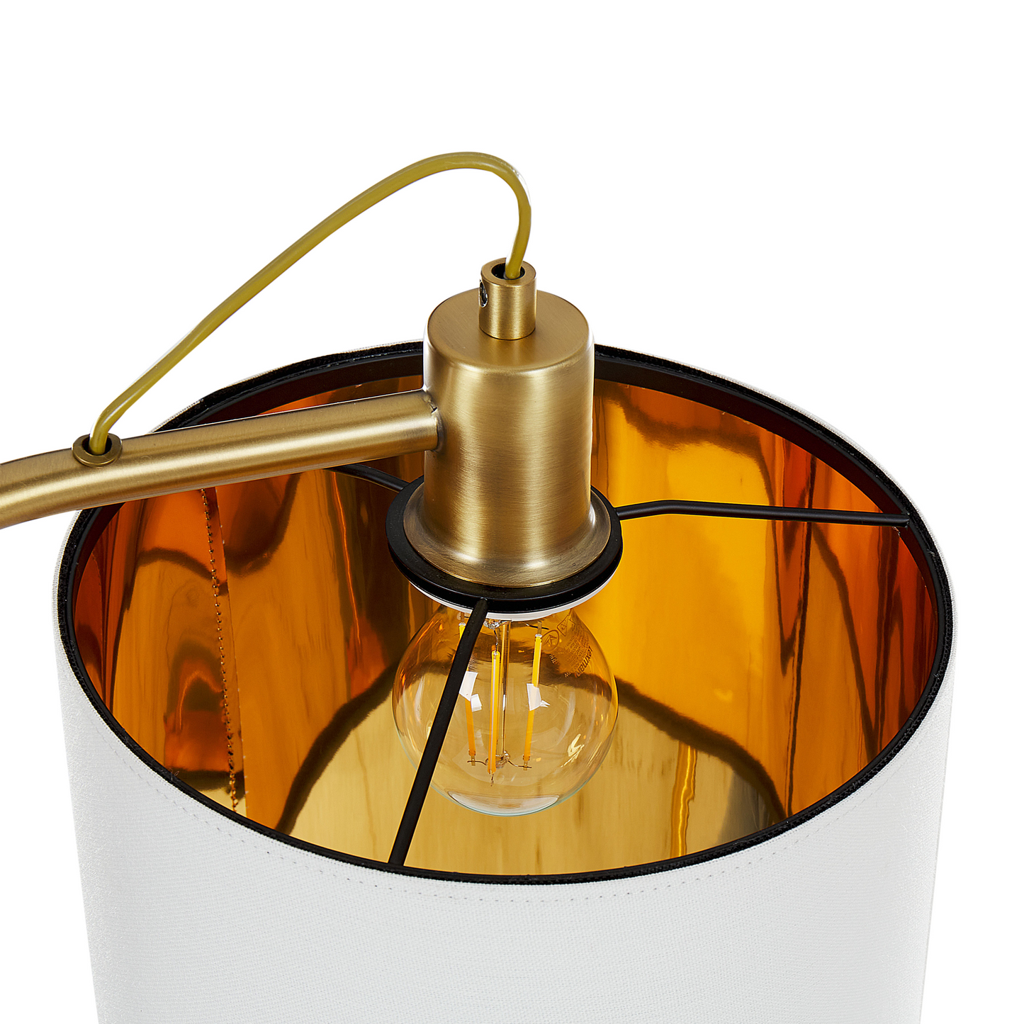 Floor Lamp Copper Base White Linen Shade 156cm