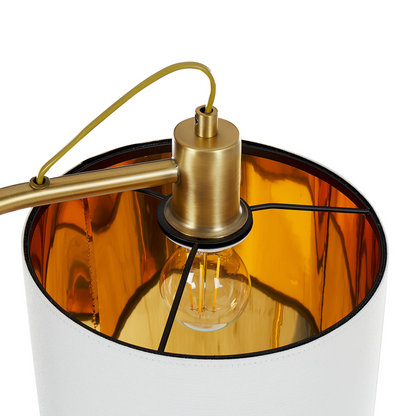 Floor Lamp Copper Base White Linen Shade 156cm