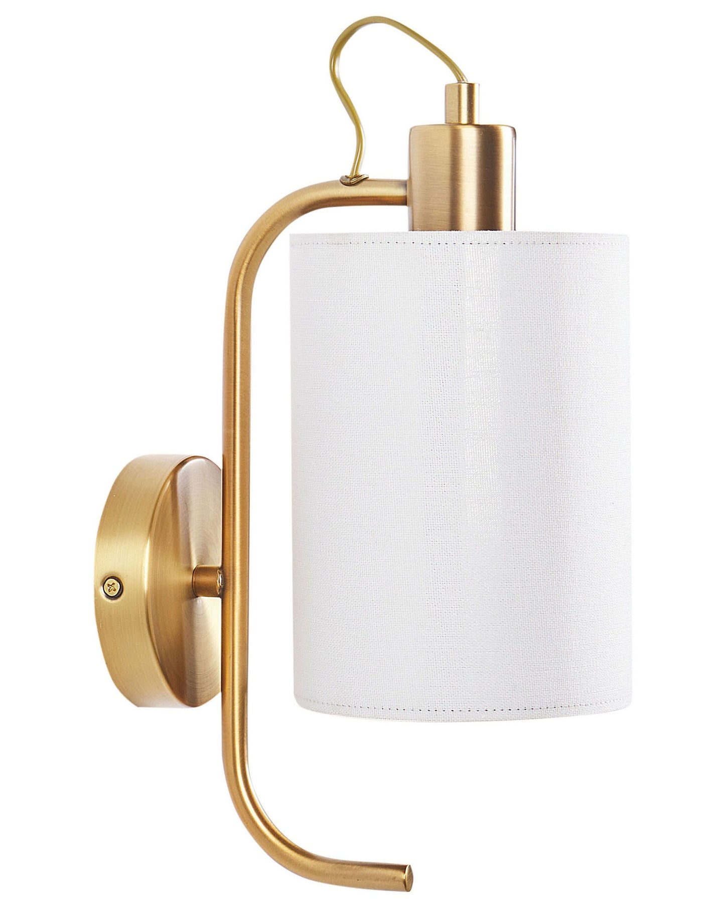 Wall Lamp White Linen Shade 30cm Copper Base