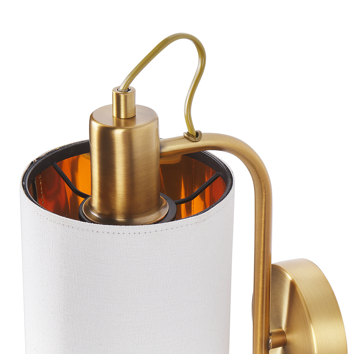 Wall Lamp White Linen Shade 30cm Copper Base