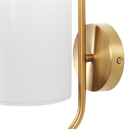 Wall Lamp White Linen Shade 30cm Copper Base