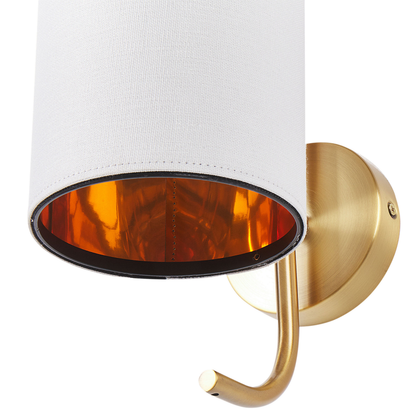 Wall Lamp White Linen Shade 30cm Copper Base