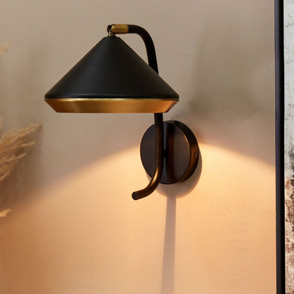 Wall Lamp Black Copper Metal Cone Shade 20 x 30 x 28cm Modern Industrial Spotlight for Living Room