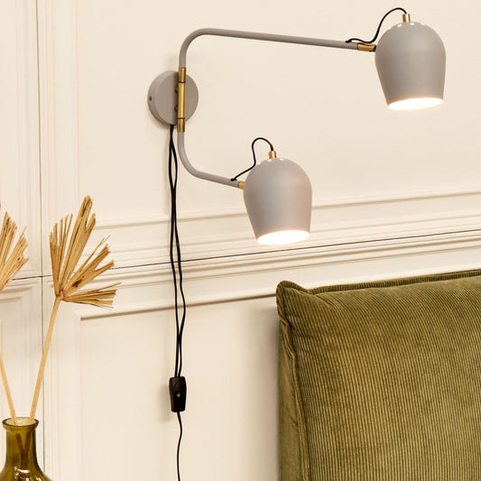 Wall Lamp Light Grey Iron 2 Lights Adjustable Modern