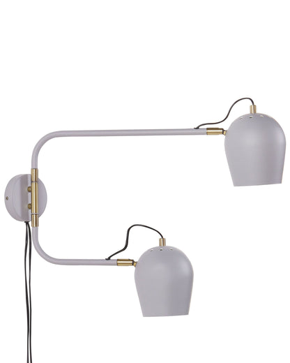 Wall Lamp Light Grey Iron 2 Lights Adjustable Modern