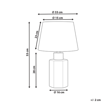 Bedside Table Lamp White Blue Porcelain Base Linen Drum Shade 53cm Modern
