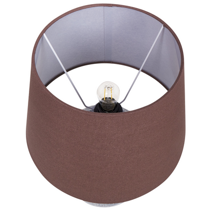 Bluehaven Blue White Porcelain Bedside Lamp With Brown Linen 53cm