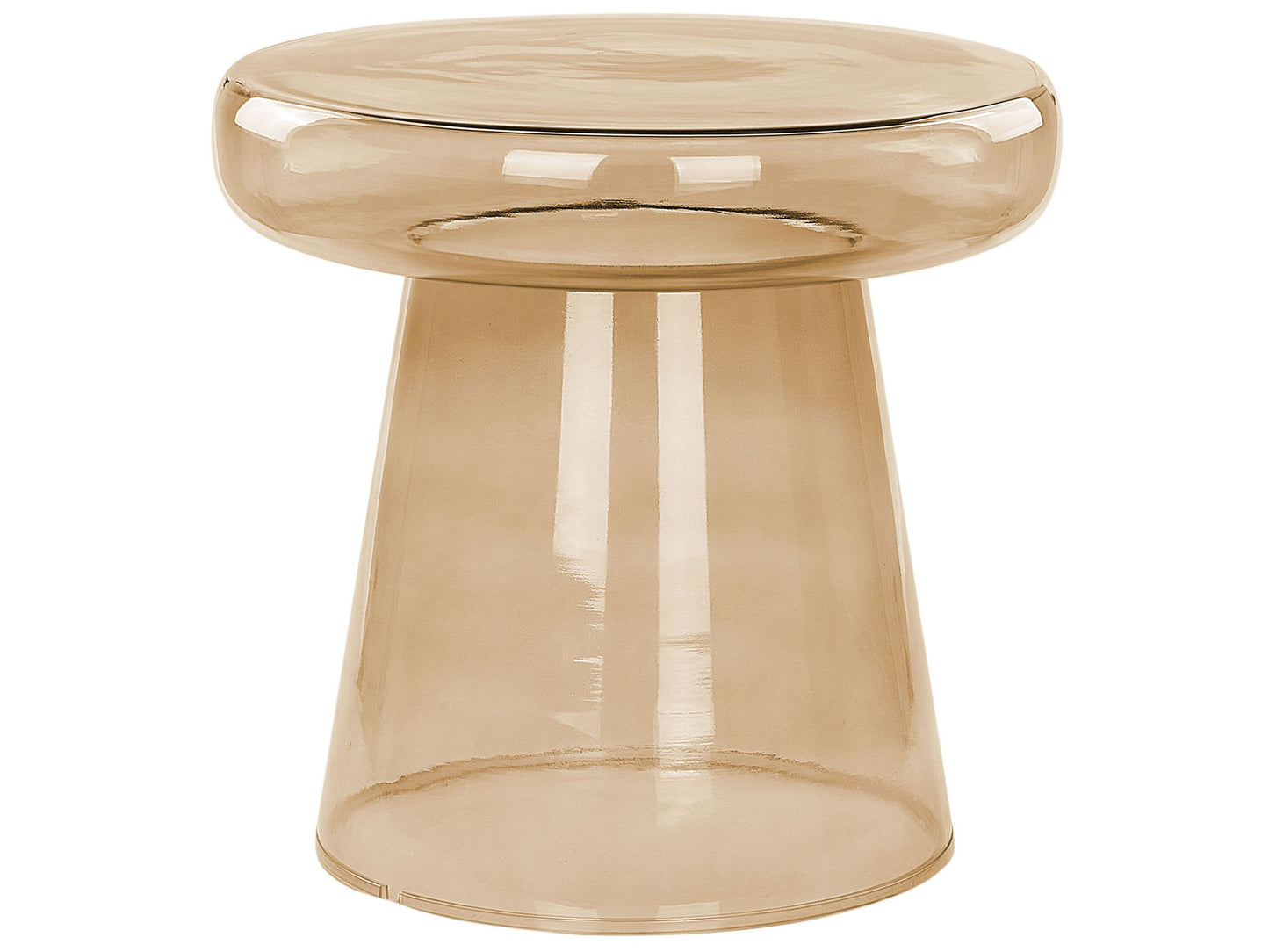 Side Table Golden Brown Glass 39cm Diameter Accent End Table For Decor