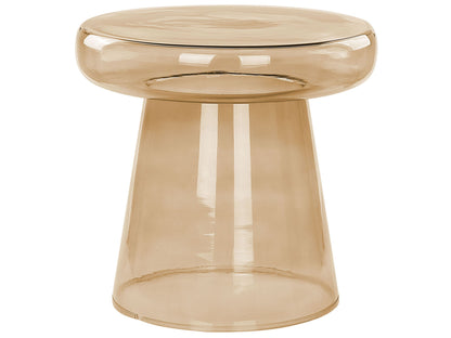 Side Table Golden Brown Glass 39cm Diameter Accent End Table For Decor