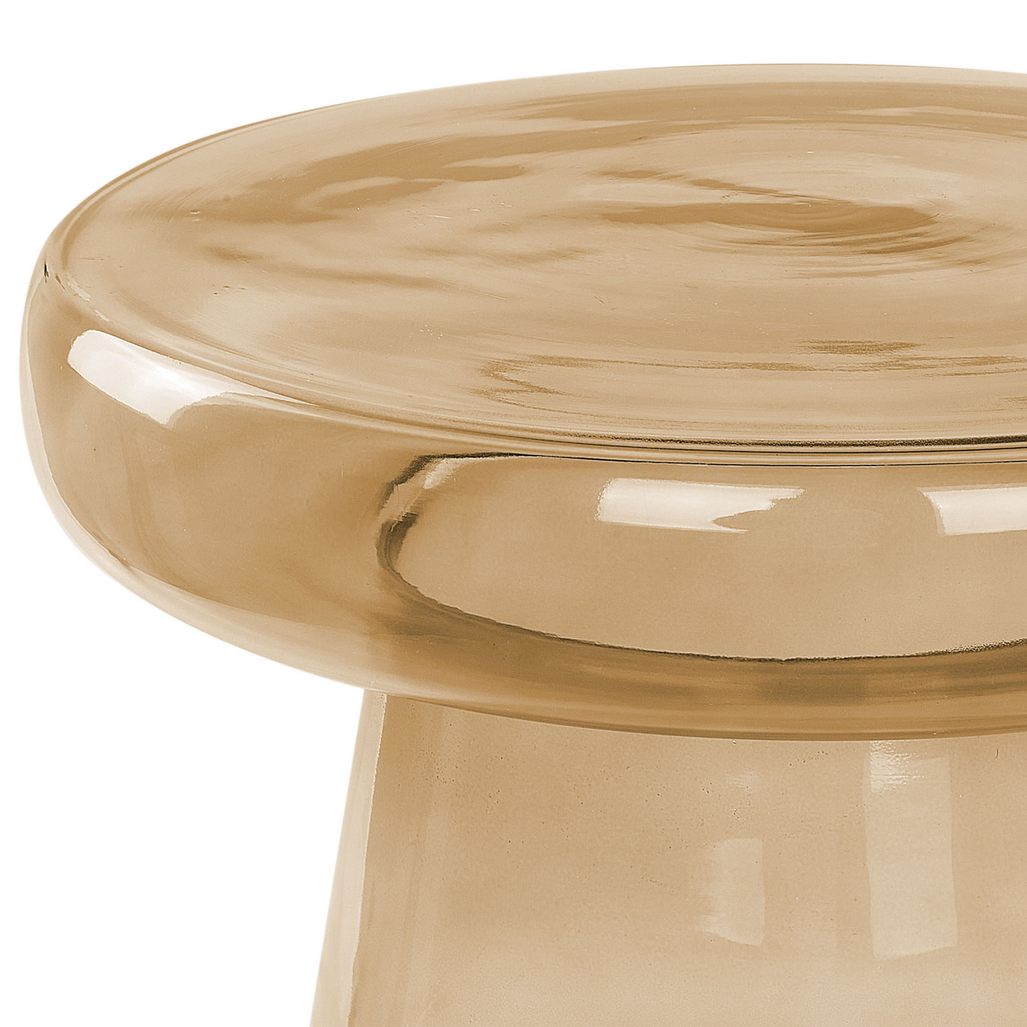 Side Table Golden Brown Glass 39cm Diameter Accent End Table For Decor