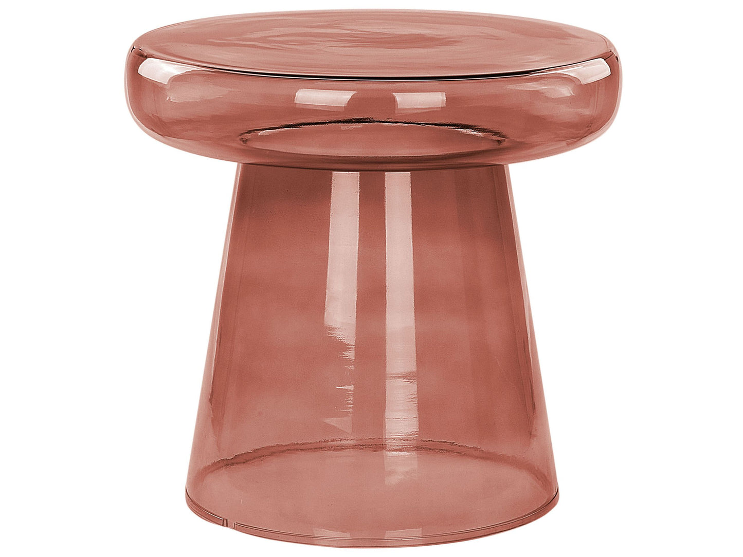 Red Glass Side Table 39cm Diameter Tinted Transparent Accent End Table For Living Room