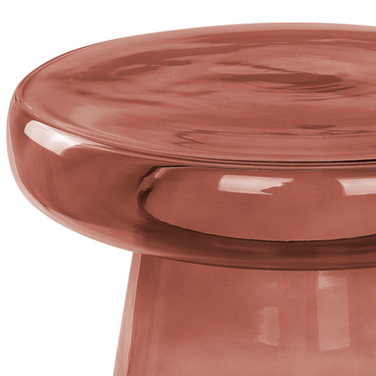 Red Glass Side Table 39cm Diameter Tinted Transparent Accent End Table For Living Room