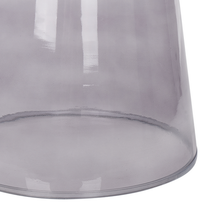 Home Tempered Glass Side Table 39cm Grey Tint Accent End Table For Modern Decor