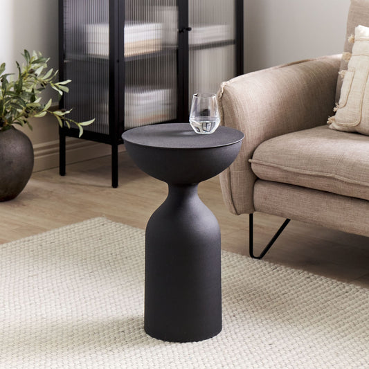 Lumen Living Black Iron Geometry Side Table 36cm Diameter Accent End Table For Living Room Display