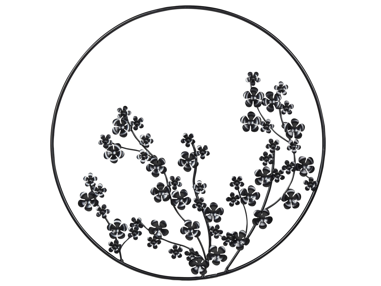 Wall Decor Black Metal Leaves Floral Frame 70cm