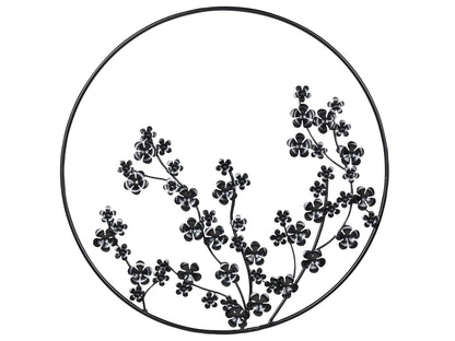 Wall Decor Black Metal Leaves Floral Frame 70cm