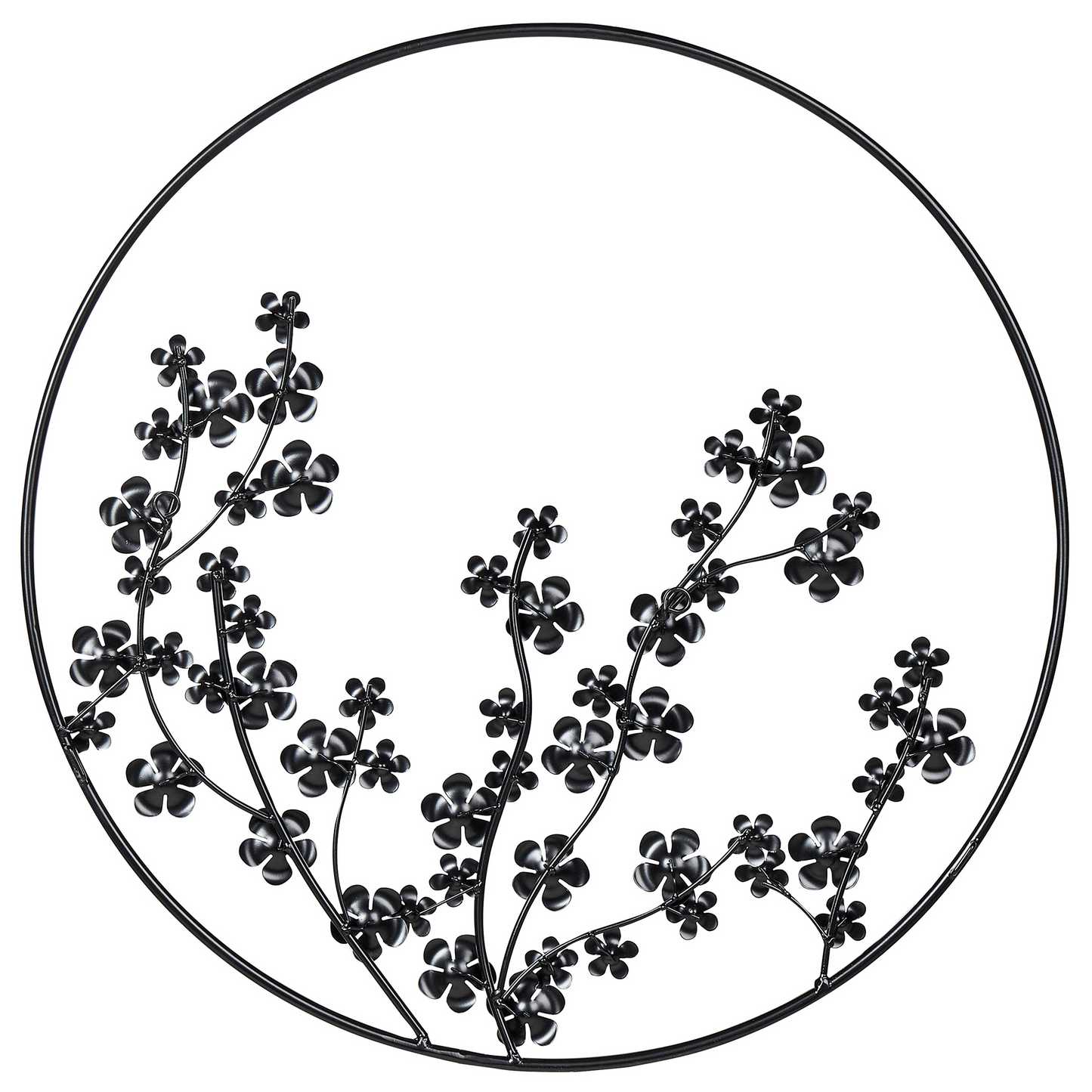Wall Decor Black Metal Leaves Floral Frame 70cm