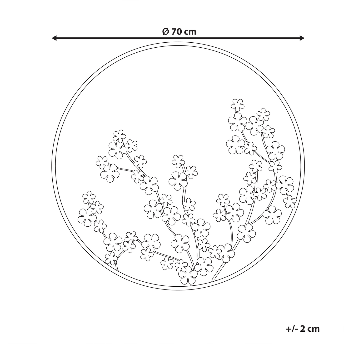Wall Decor Black Metal Leaves Floral Frame 70cm