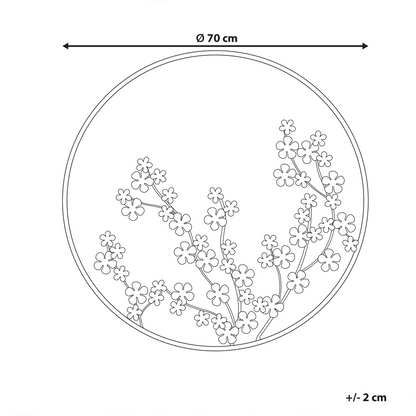Wall Decor Black Metal Leaves Floral Frame 70cm