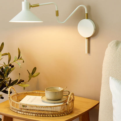 Wall Lamp White Metal Sconce With Adjustable Shade
