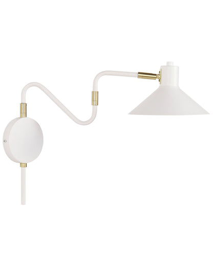 Wall Lamp White Metal Sconce With Adjustable Shade