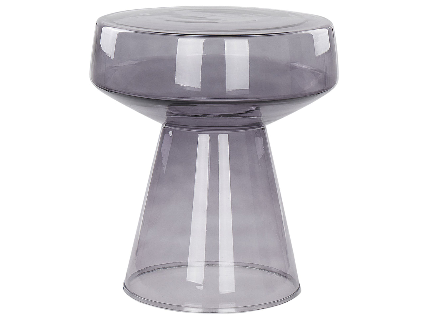 Oval Designer Side Table Transparent Grey Glass 37 x 37 x 43cm