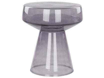 Oval Designer Side Table Transparent Grey Glass 37 x 37 x 43cm
