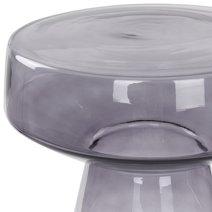 Oval Designer Side Table Transparent Grey Glass 37 x 37 x 43cm