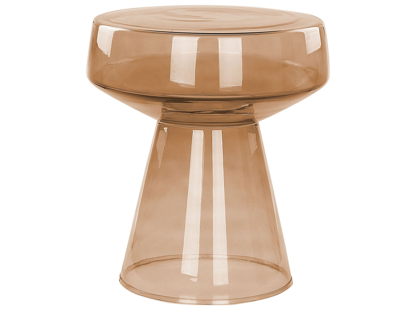 Transparent Golden Brown Glass Side End Table 37 x 37 x 43cm Oval Designer Shape Living Room Modern