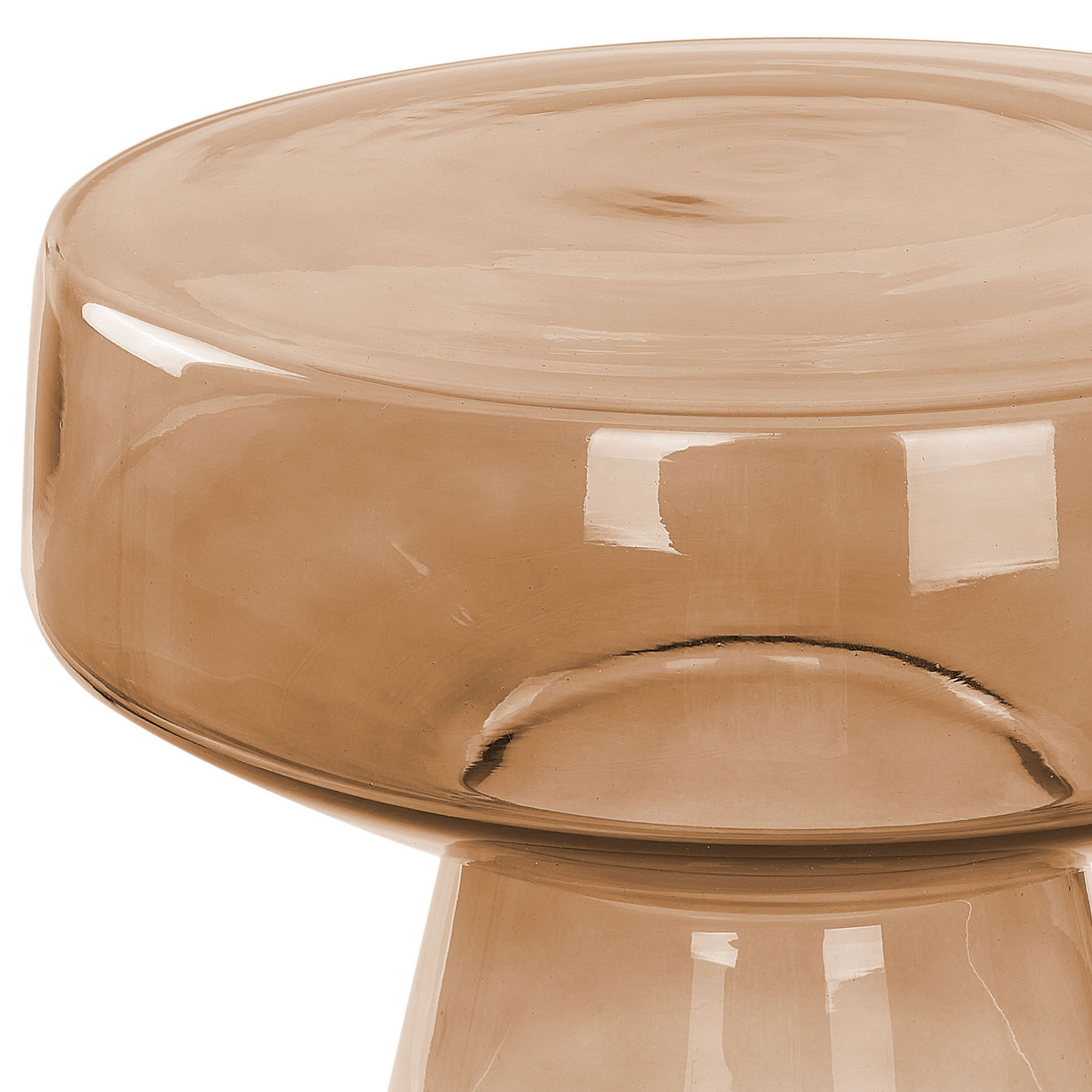 Transparent Golden Brown Glass Side End Table 37 x 37 x 43cm Oval Designer Shape Living Room Modern