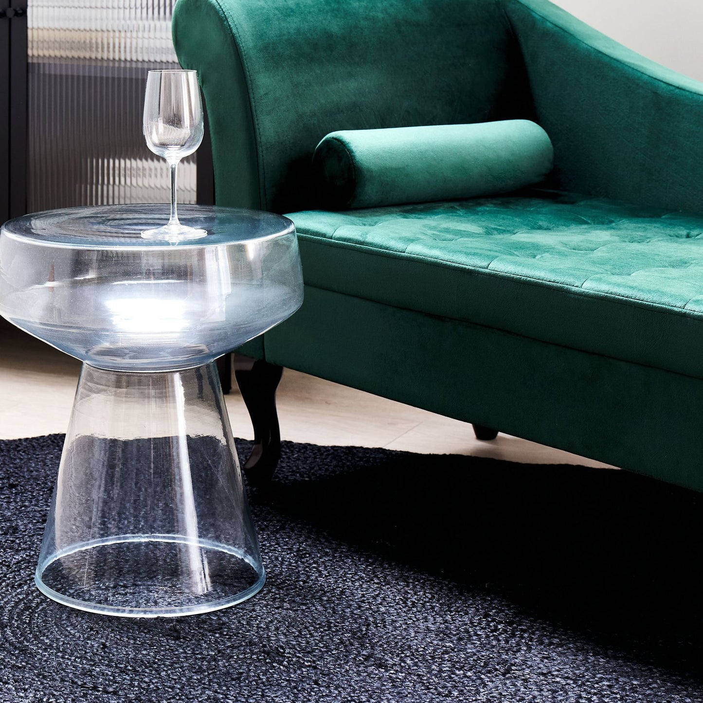 Transparent Glass Side End Table 37 x 37 x 43cm Oval Modern