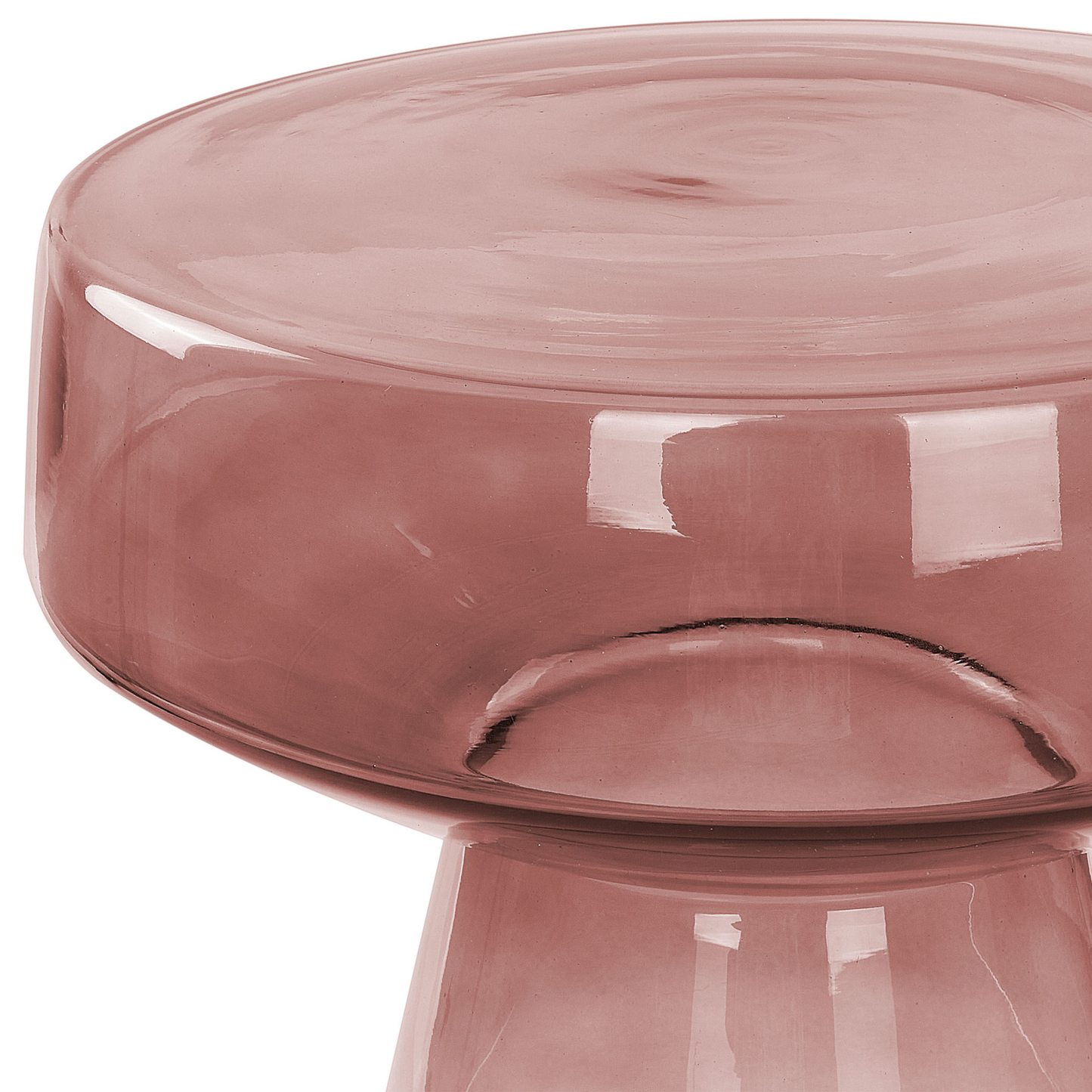 Home Oval Transparent Red Glass Side End Table 37 x 37 x 43cm