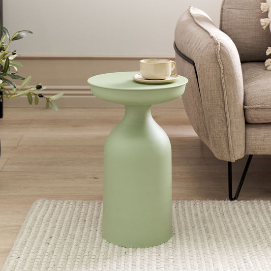 Side Table Light Green Iron 33 X 33 X 50cm Round Top