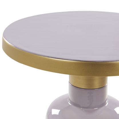 Violet Side Table 45cm Round Oval Top Iron Brass Finish Modern