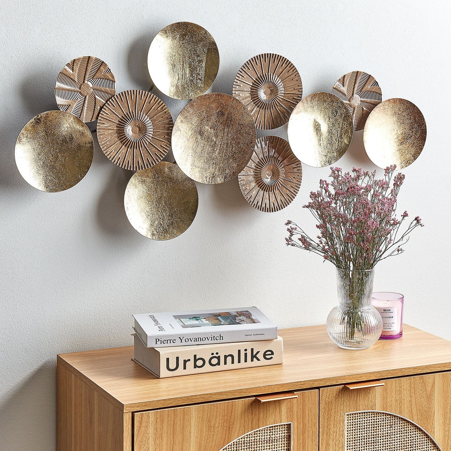 Iron Wall Decor 98 x 45cm Handmade Gold And Copper Modern Industrial Art
