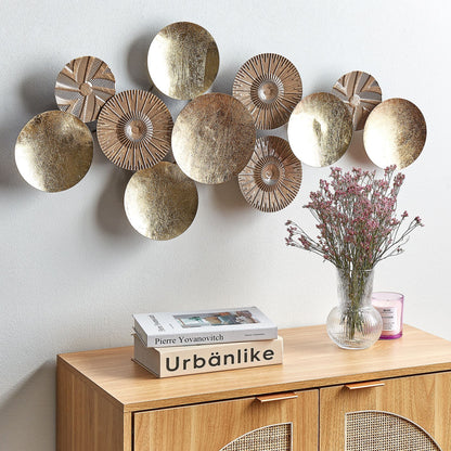Iron Wall Decor 98 x 45cm Handmade Gold And Copper Modern Industrial Art