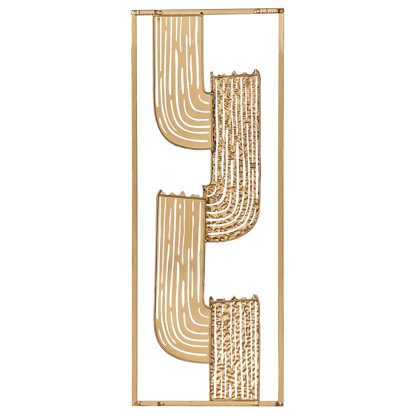 Gold Iron Four-Panel Wall Art 75 x 29cm Handmade Modern