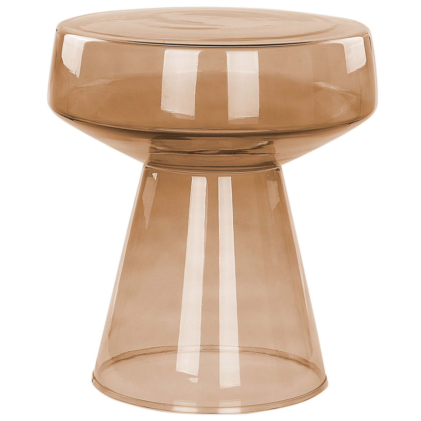 Set Of 2 Transparent Golden Brown Glass Side End Tables 37 x 37 x 43cm And 39 x 39 x 40cm Oval Modern Living Room
