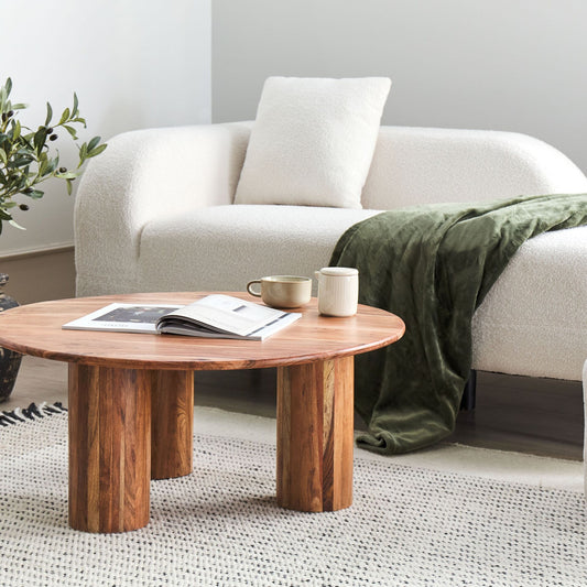 Coffee Side Table Acacia Wood 80cm Natural Light Brown